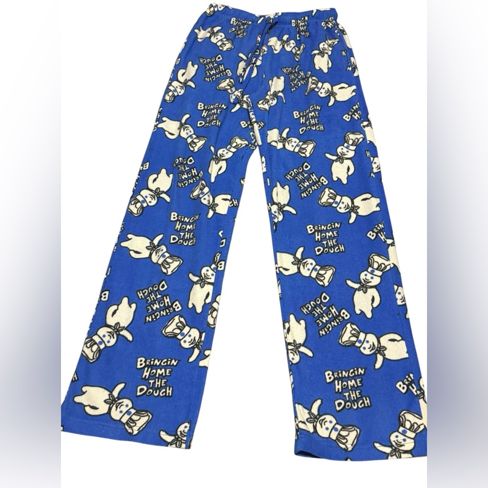 Vintage 2013 Pillsbury Doughboy PJ Pants Women’s Small Blue Fleece Lounge Funny